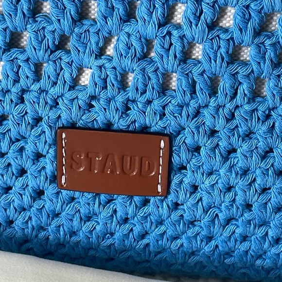STAUD Crochet Porte Tote Shoulder Bag Casual Beachy In Azure Color One Size - Picture 4 of 15